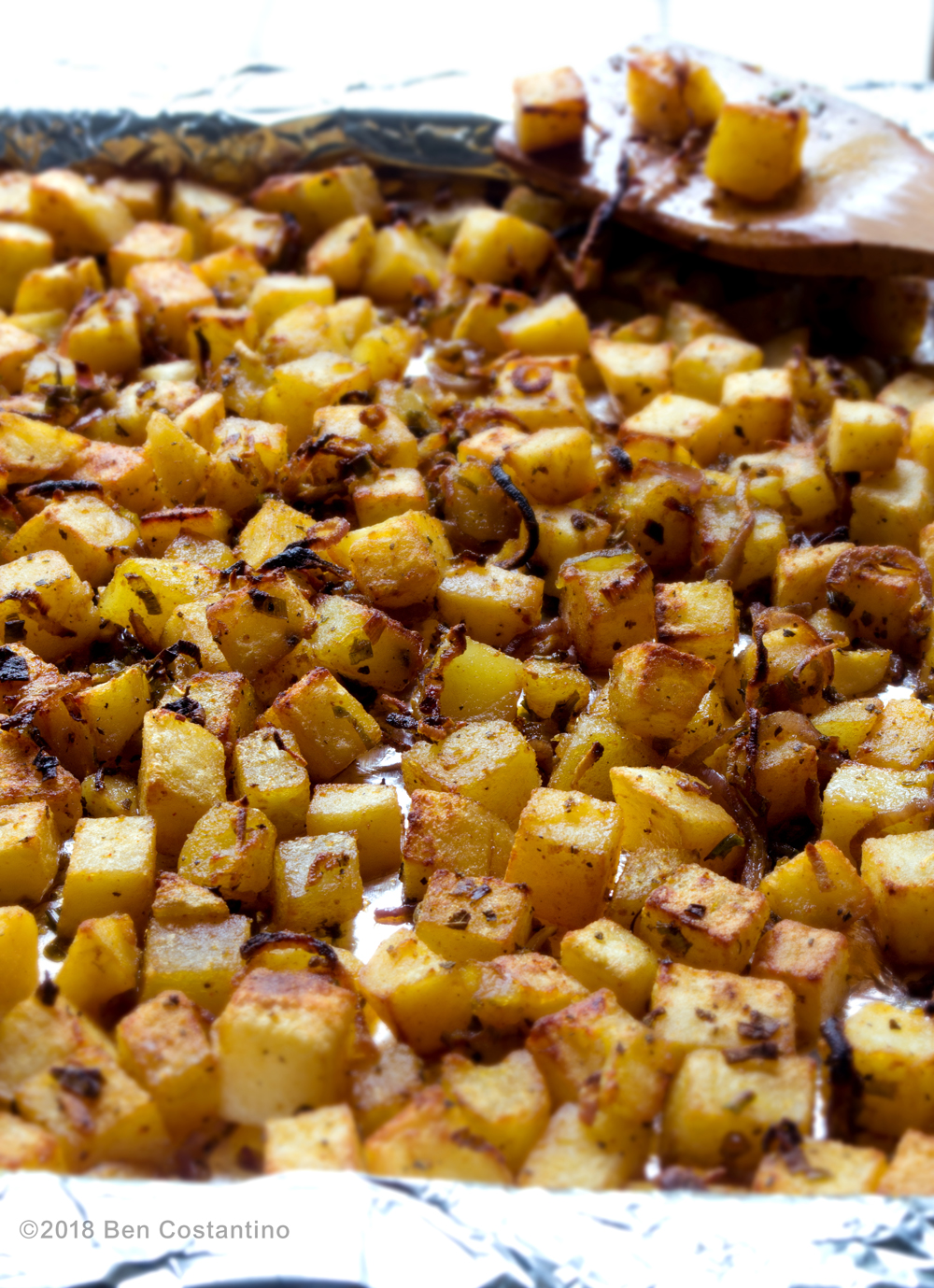 Homefries fresh out of the broiler method.