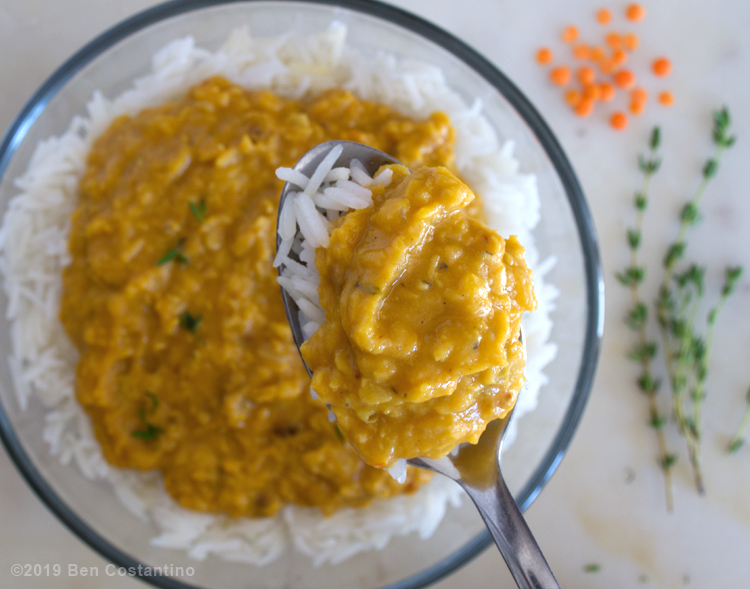 Curry lentils in cocnut milk
