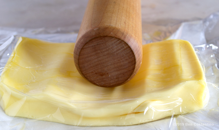 European butter being pounded