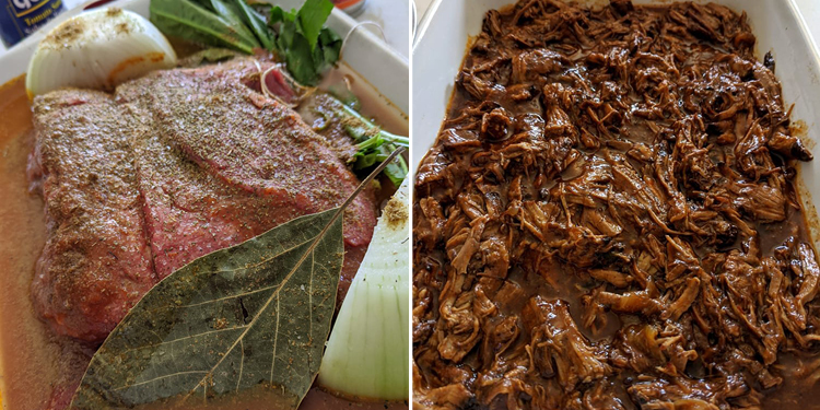 braised beef before and after