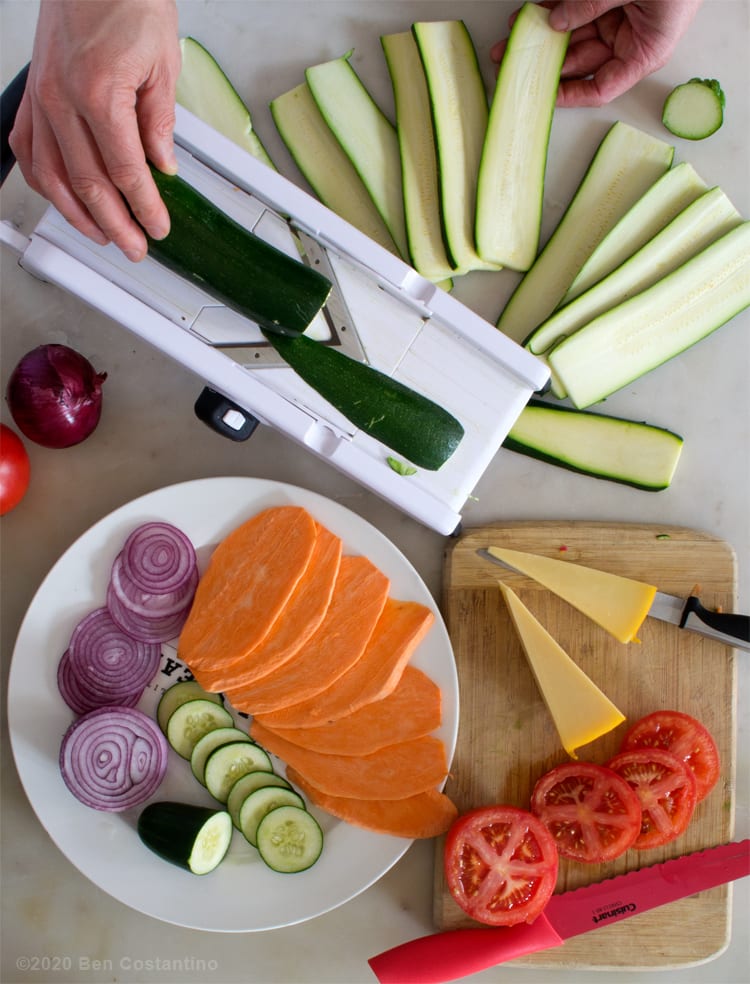 mandolin slicer for making vegetarian sandwiches