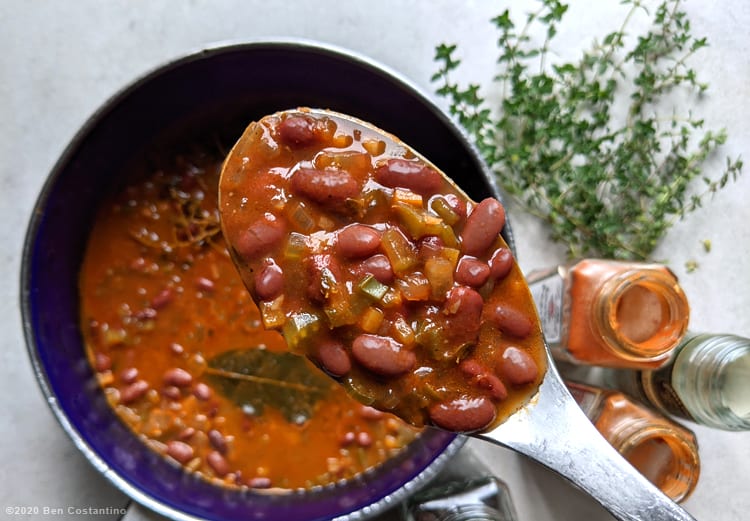 Andouille vegan red beans final result