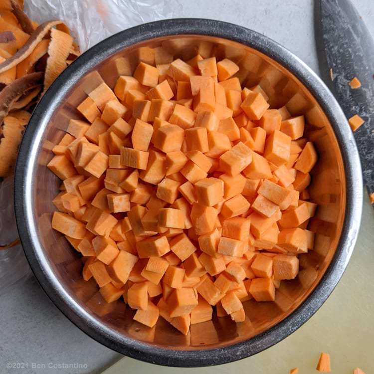 diced sweet potatoes