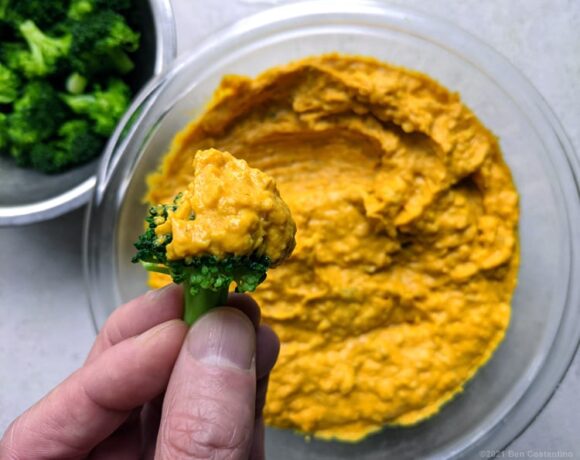 Curry sweet potato dip with broccoli