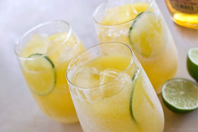 pineapple limeade in frozen glasses