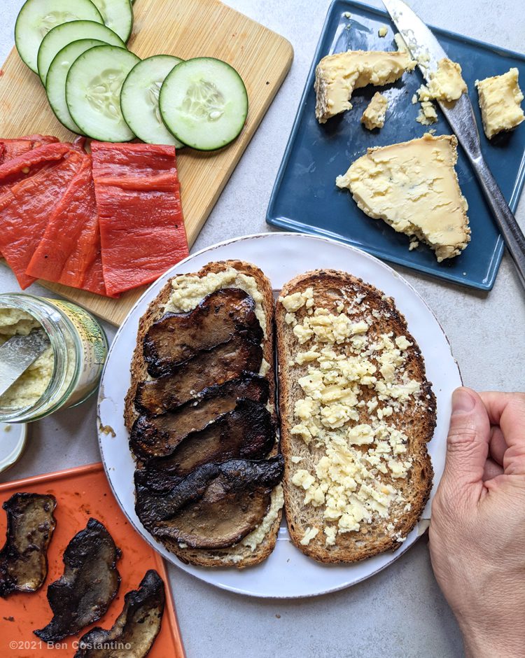 blue cheese and grilled portobello mushroom sandwich